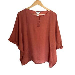 SUNDANCE SILK TERRACOTTA TEXTURED BLOUSE SIZE LARGE